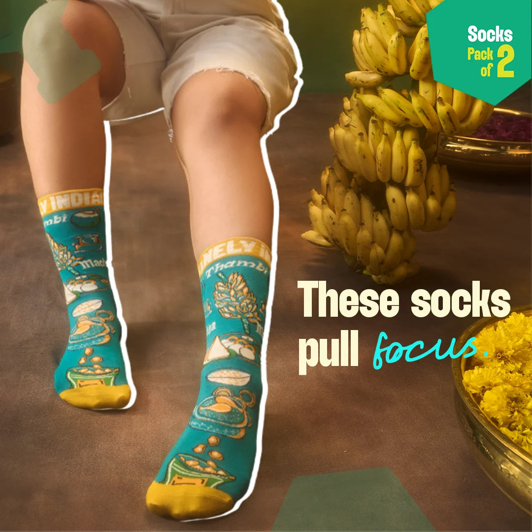 Madras muse! Unisex Socks, 100% Bamboo Made, Crew Length, Pack of 2