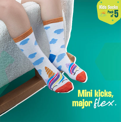 Chill Thrill! Unisex Kid's Socks, 100% Bamboo, Crew Length, Pack of 5