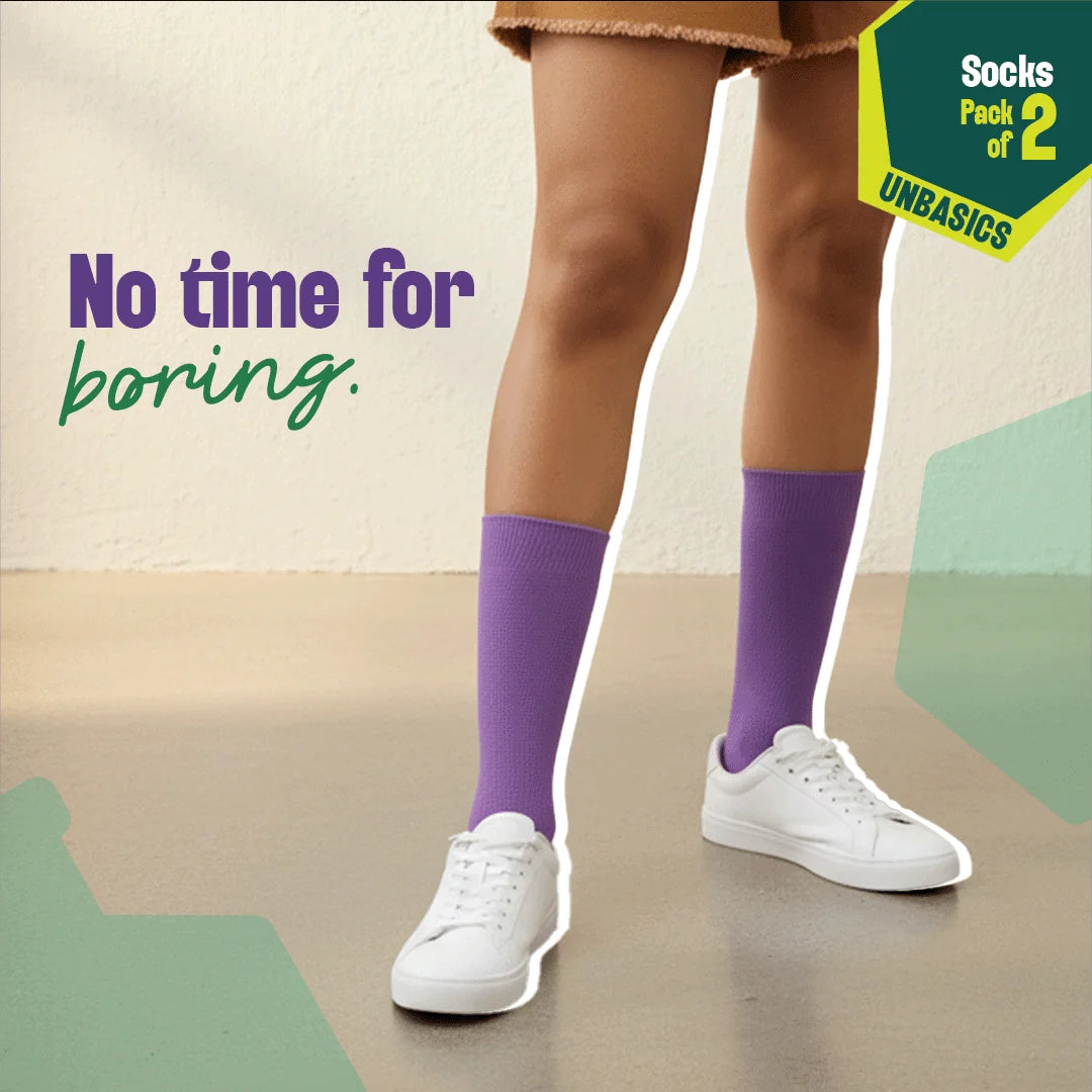 Purple Mania! Unisex Socks, 100% Organic Cotton, Crew Length, Pack of 2