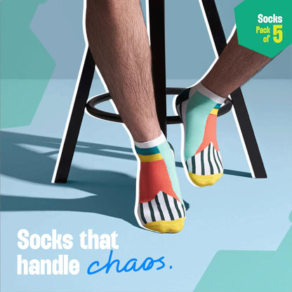 Pattern Palooza! Unisex Socks, 100% Organic Cotton, Ankle Length, Pack of 5