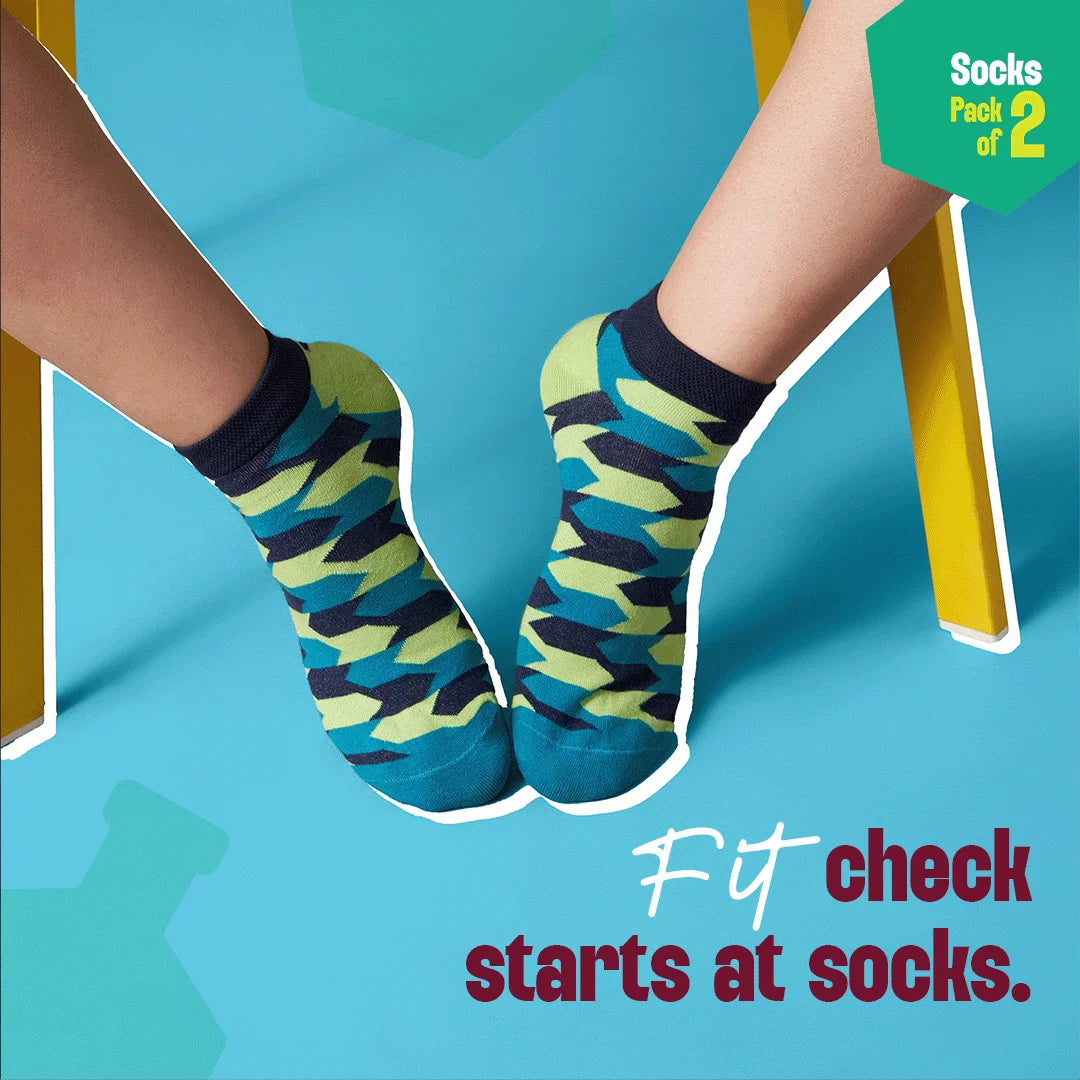 Geo Gems! Unisex Socks, 100% Organic Cotton, Ankle Length, Pack of 2
