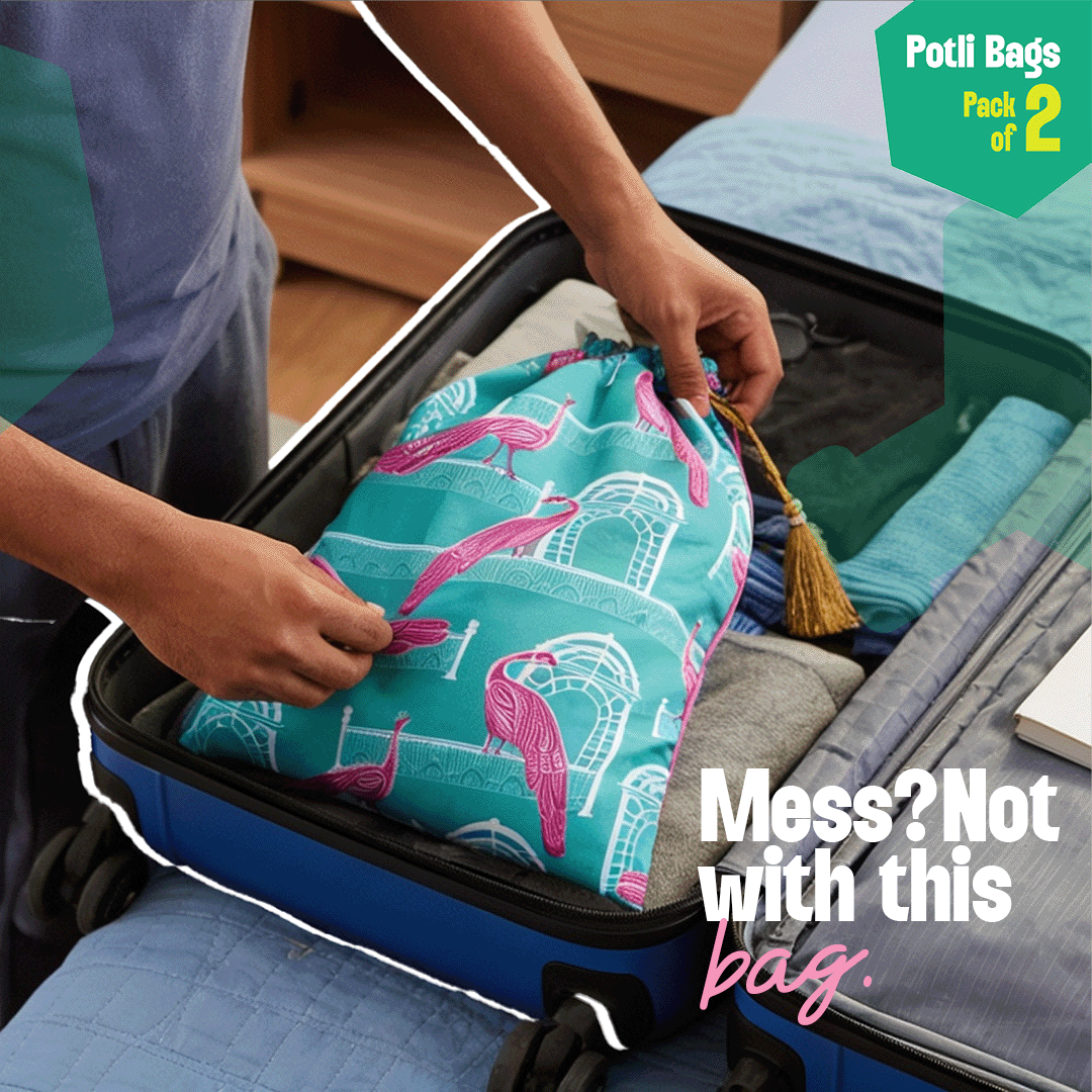 Tales From Sky! Unisex Potli Bags, 100% Cotton, Pack of 2