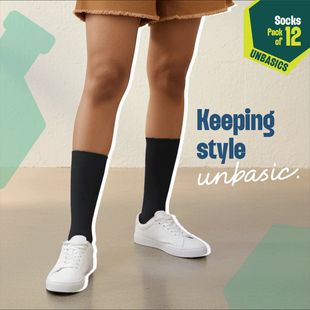 Mood Board! Unisex Socks, 100% Organic Cotton, Crew Length, Pack of 12