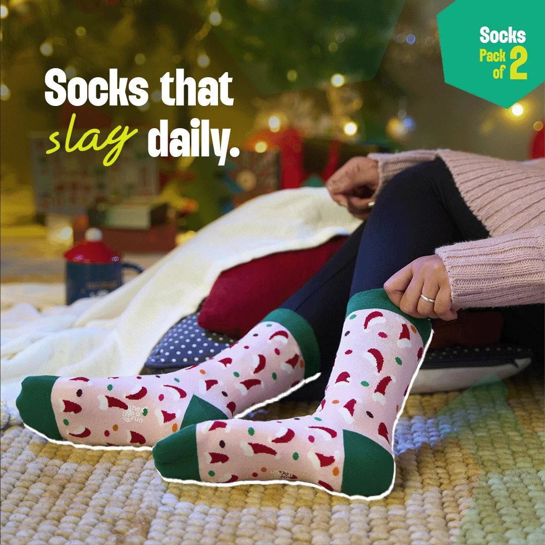 Jingle Fest! Unisex Socks, 100% Organic Cotton, Crew Length, Pack of 2