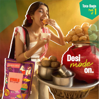 Pujo Mode Always! Canvas Tote Bag, 100% Organic Cotton, Pack of 1