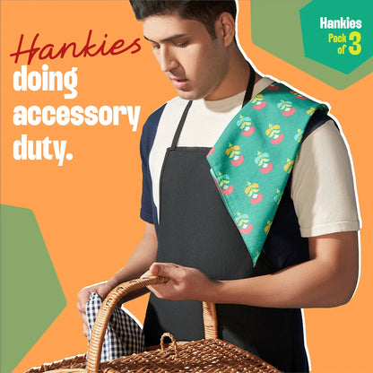 F&F! Flora & Fauna! Unisex Hankies, 100% Organic Cotton, Pack of 3