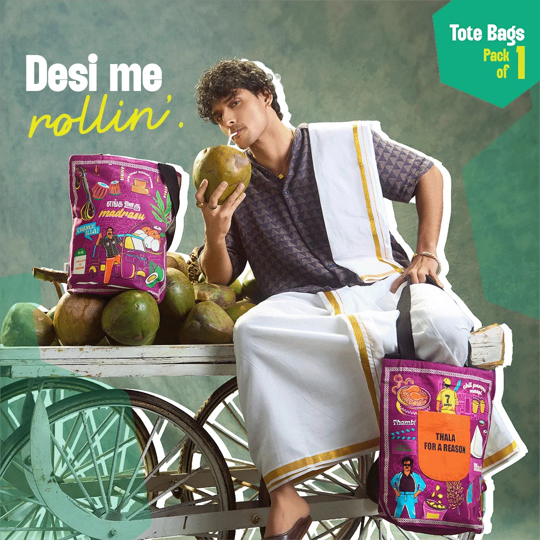 Madrasu Maxx! Canvas Tote Bag, 100% Organic Cotton, Pack of 1