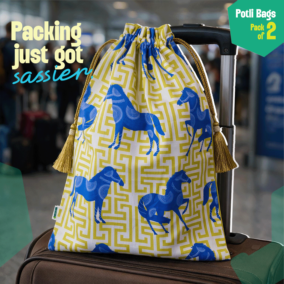 Stable Mates! Unisex Potli Bags, 100% Cotton, Pack of 2