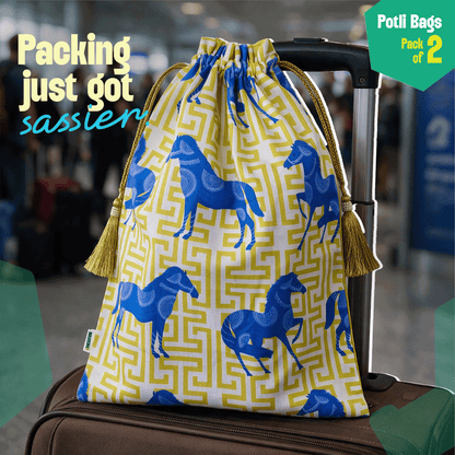 Stable Mates! Unisex Potli Bags, 100% Cotton, Pack of 2