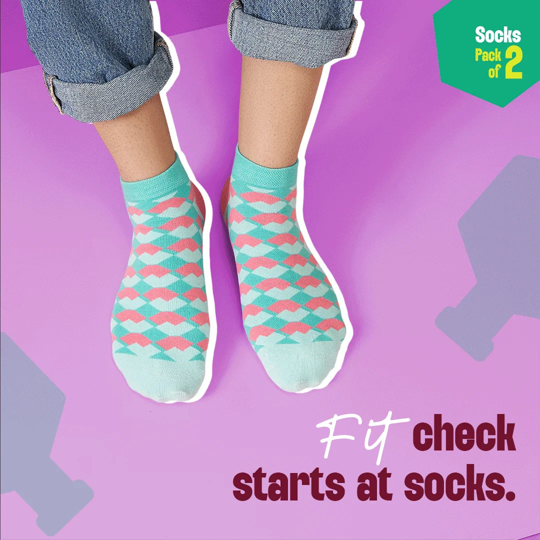 Shape Chiller! Unisex Socks, 100% Organic Cotton, Ankle Length, Pack of 2