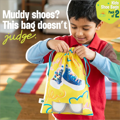 Mini Trekkers! Unisex Kid's Shoe Bags, 100% Organic Cotton, Pack of 2