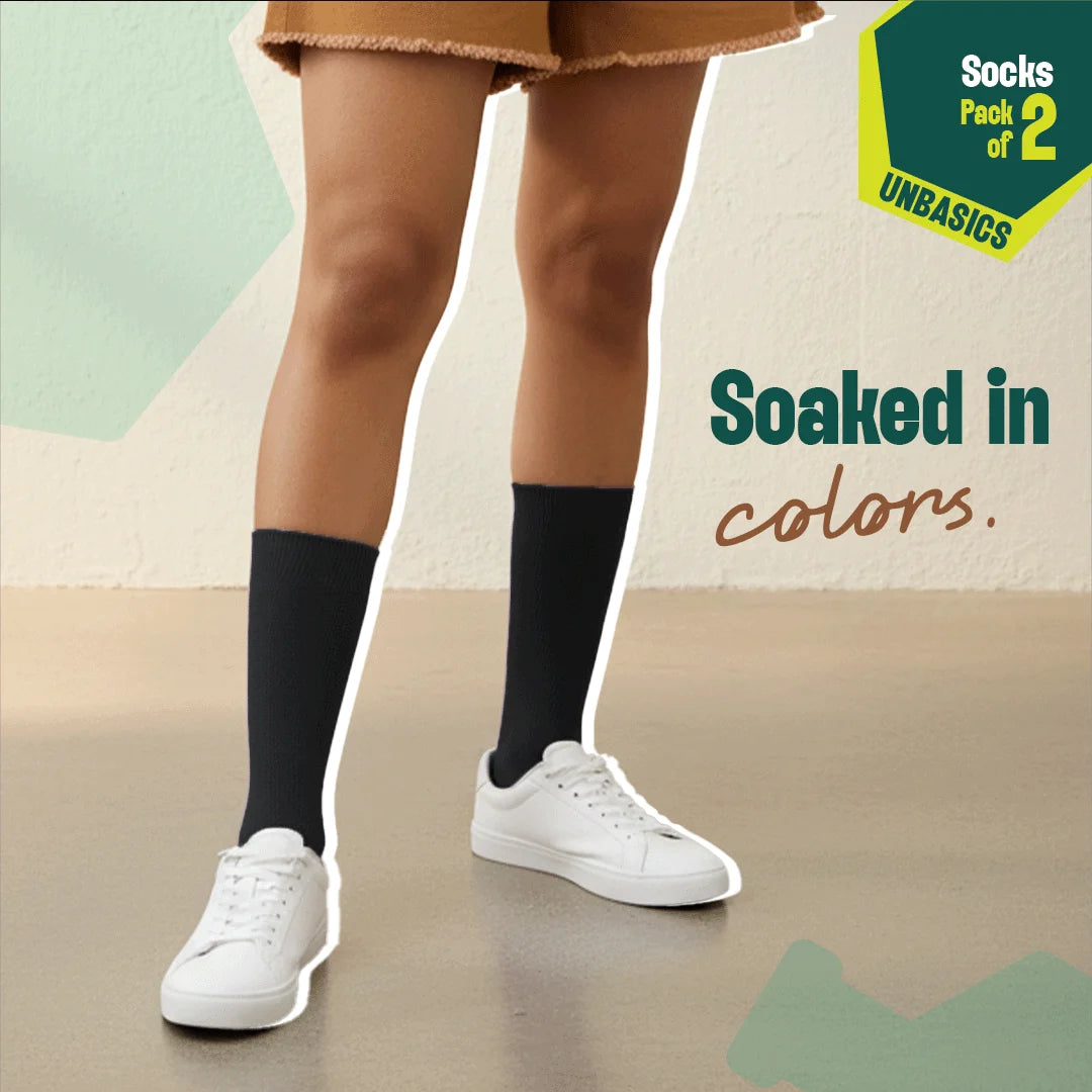 Black Spade! Unisex Socks, 100% Organic Cotton, Crew Length, Pack of 2