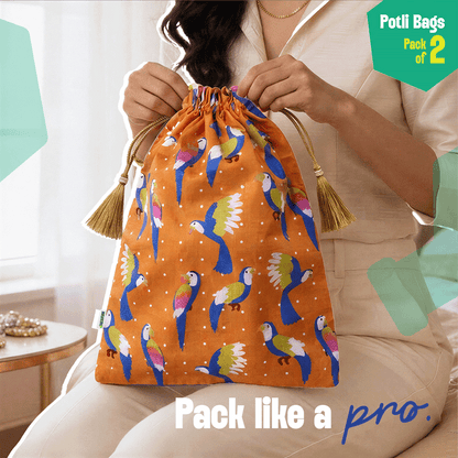 Bird Flu! Unisex Potli Bags, 100% Cotton, Pack of 2