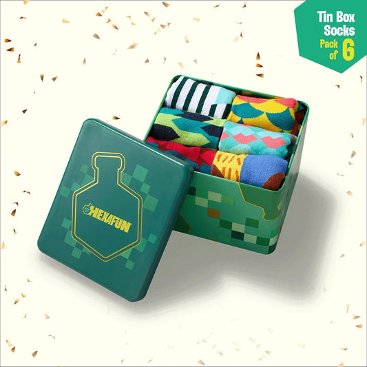 Lookbook! Tin Gift Box, Unisex Ankle Length Socks, 100% Organic Cotton, Gift Box of 6