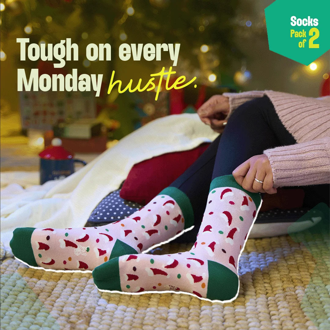 Cozy Holiday! Unisex Socks, 100% Organic Cotton, Crew Length, Pack of 2