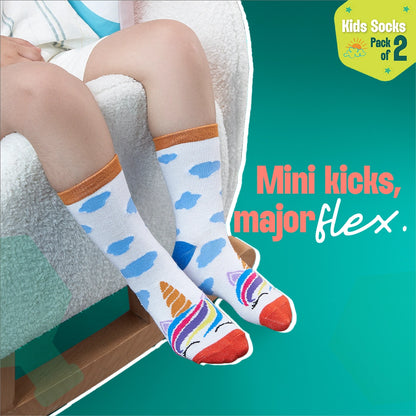 Fun Alert Ahead! Unisex Kid's Socks, 100% Bamboo, Crew Length, Pack of 3