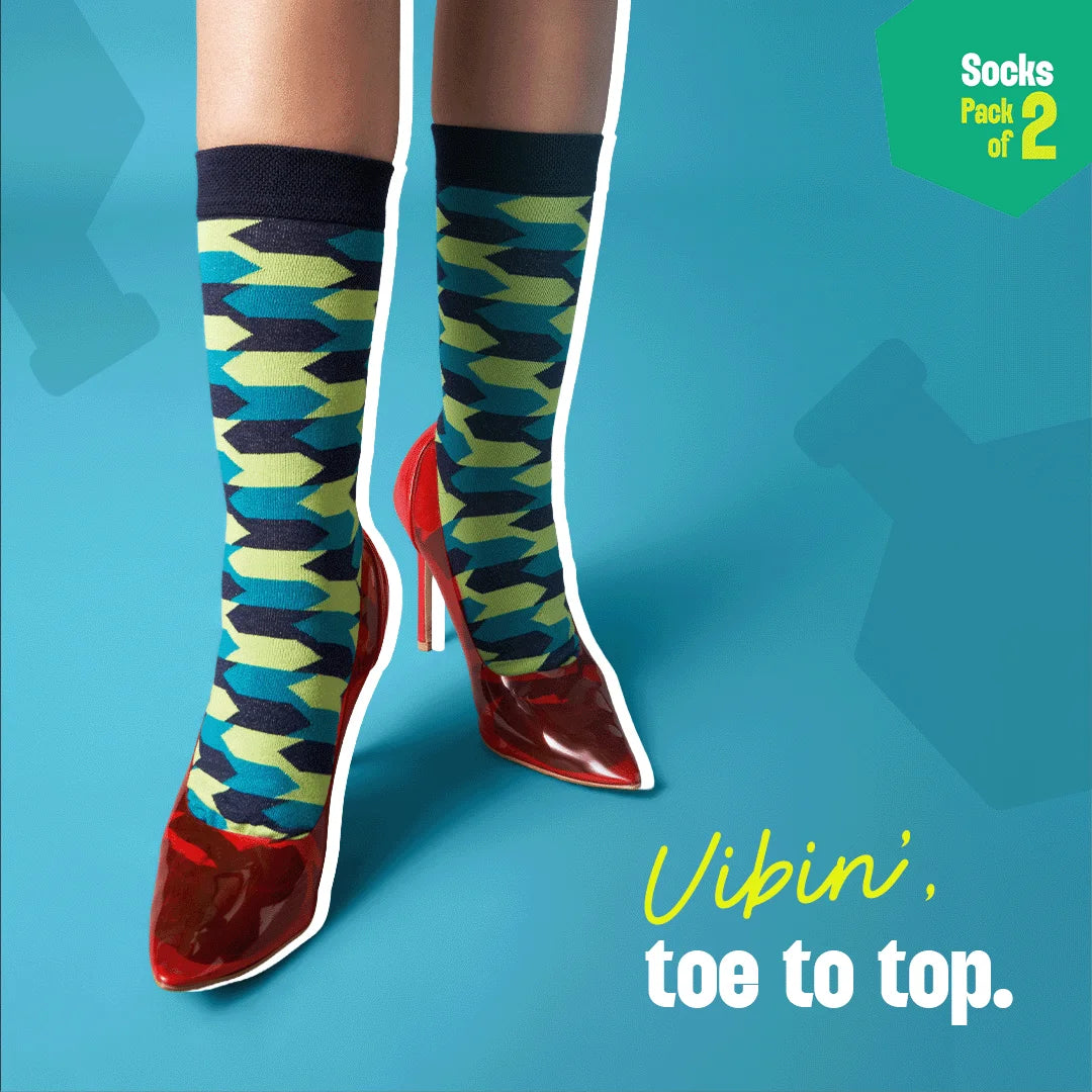 Geo Gems! Unisex Socks, 100% Organic Cotton, Crew Length, Pack of 2