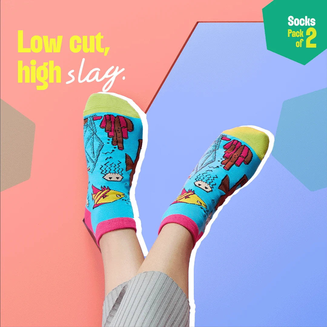 Aqua-world! Unisex Socks, 100% Bamboo, Ankle Length, Pack of 2