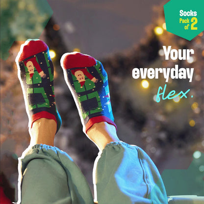 Xmas Duo! Unisex Socks, 100% Organic Cotton, Ankle Length, Pack of 2