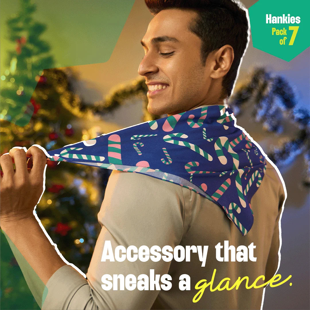 Xmas Groove! Unisex Hankies, 100% Organic Cotton, Pack of 7