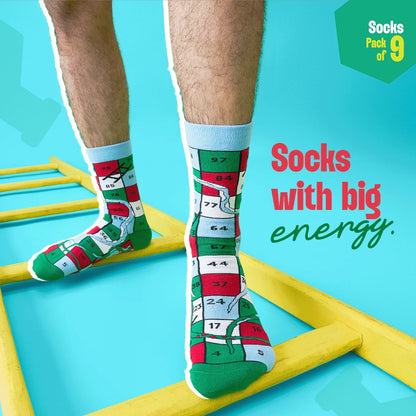 Strike A Pose! Unisex Socks, 100% Bamboo, Crew Length, Pack of 9
