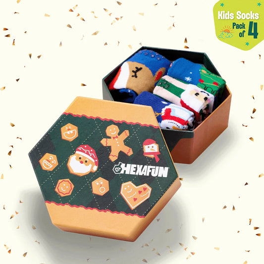 Crumb Kiss! Unisex Kid's Socks, 100% Bamboo, Crew Length, Gift Box of 4