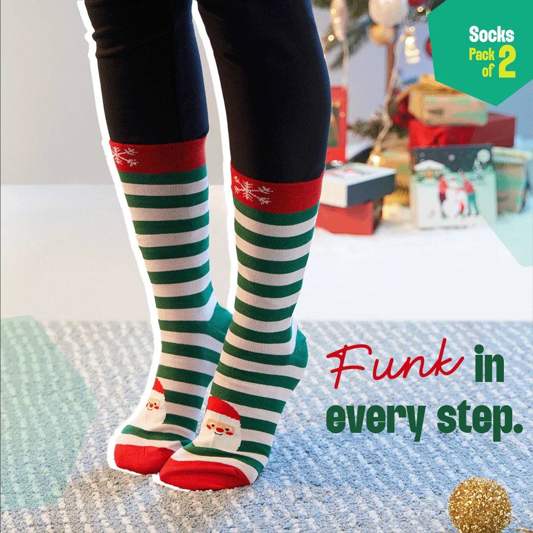 Snow Much Fun! Unisex Socks, 100% Organic Cotton, Crew Length, Pack of 2