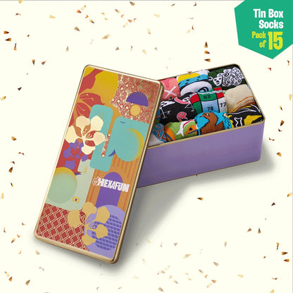 Floral Bloom! Tin Gift Box, Unisex Ankle Length, 100% Bamboo, Box Of 15