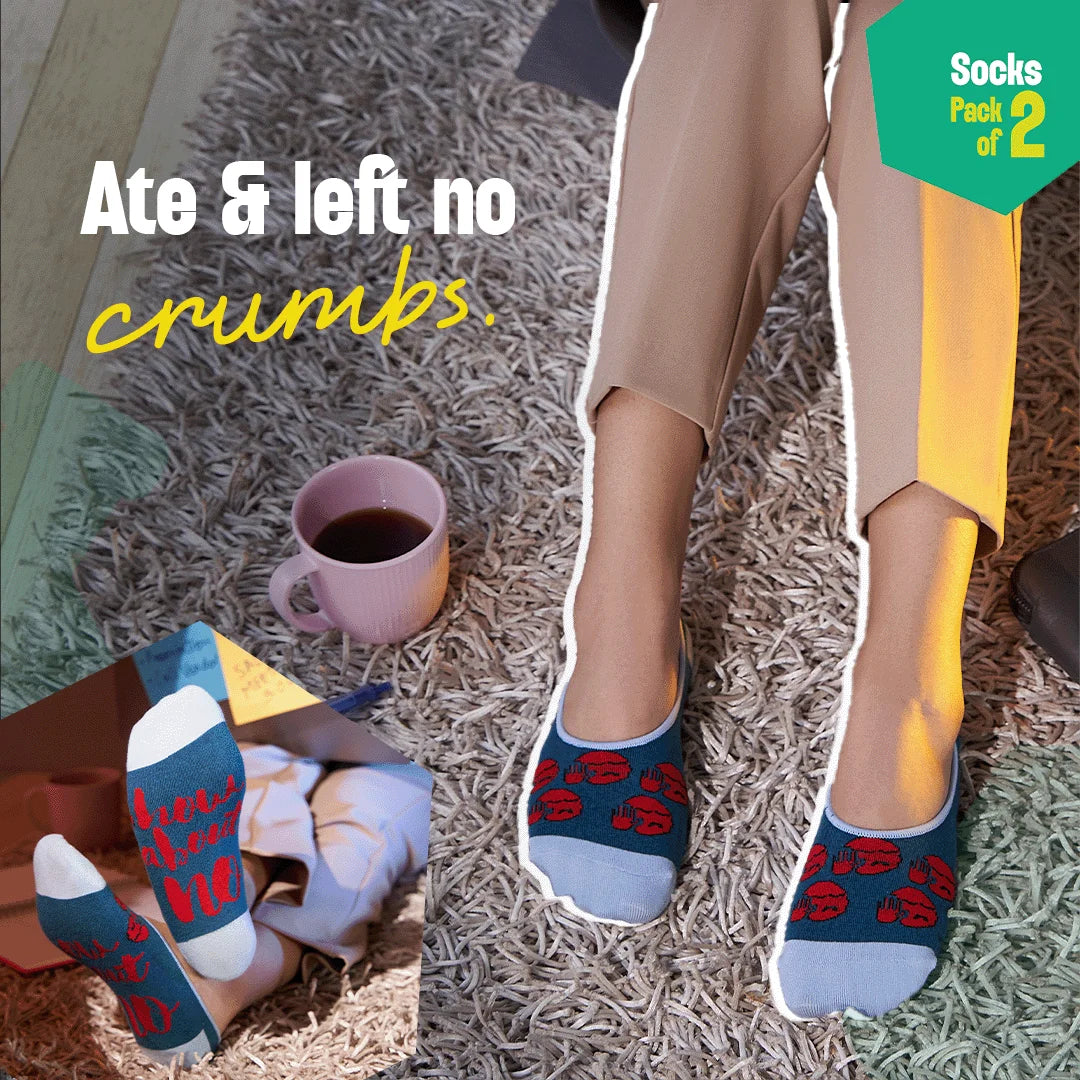 CTA! Click To Attitude! Unisex Socks, 100% Organic Cotton, No Show, Pack of 2