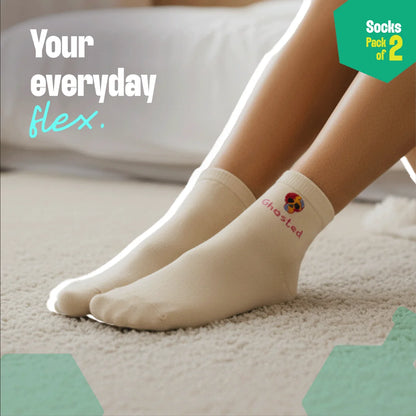 Unfiltered Vibes! Unisex Socks, 100% Organic Cotton, High Ankle Length, Pack of 2