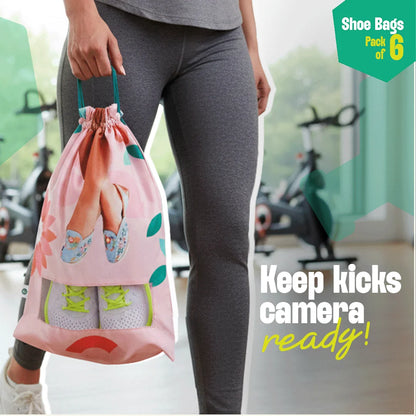 Girly Walks! Shoe Bags, 100% Organic Cotton, Pack of 6