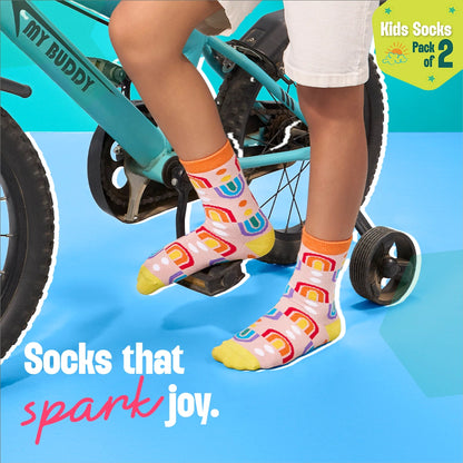 Wonderland! Unisex Kid's Socks, 100% Bamboo, Crew Length, Pack of 2
