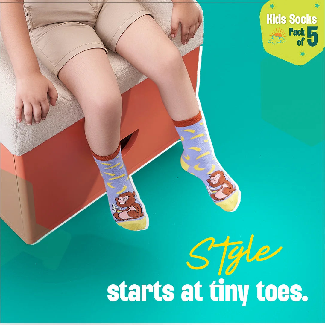 KFC! Kiddo Fun Collection! Unisex Kid's Socks, 100% Bamboo, Crew Length, Pack of 6