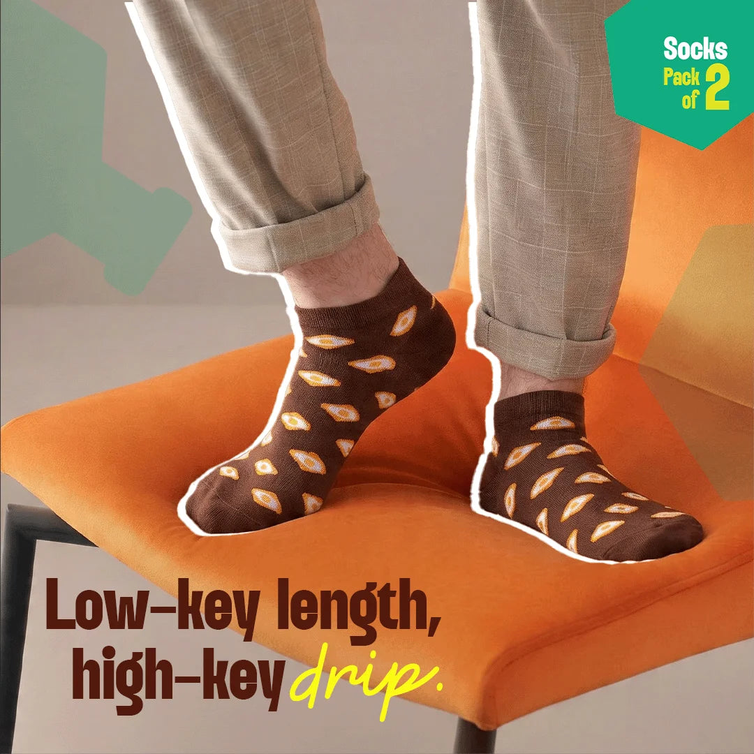 Chill Day! Unisex Socks, 100% Organic Cotton, Ankle Length, Pack of 2