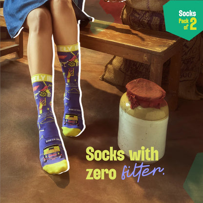 Mumbai Masala! Unisex Socks, 100% Bamboo, Crew Length, Pack of 2
