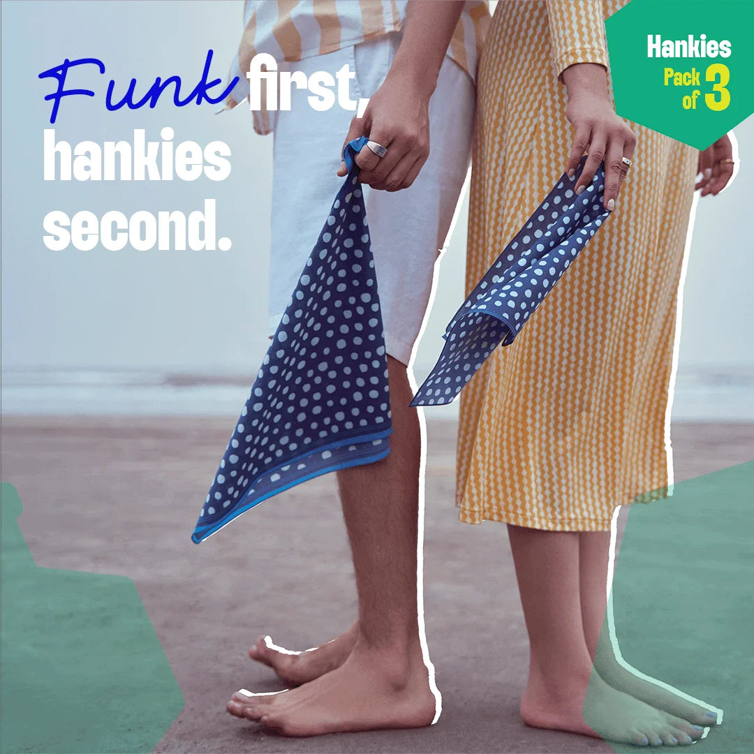 PTO! Polka Turn Over! Unisex Hankies, 100% Organic Cotton, Pack of 3
