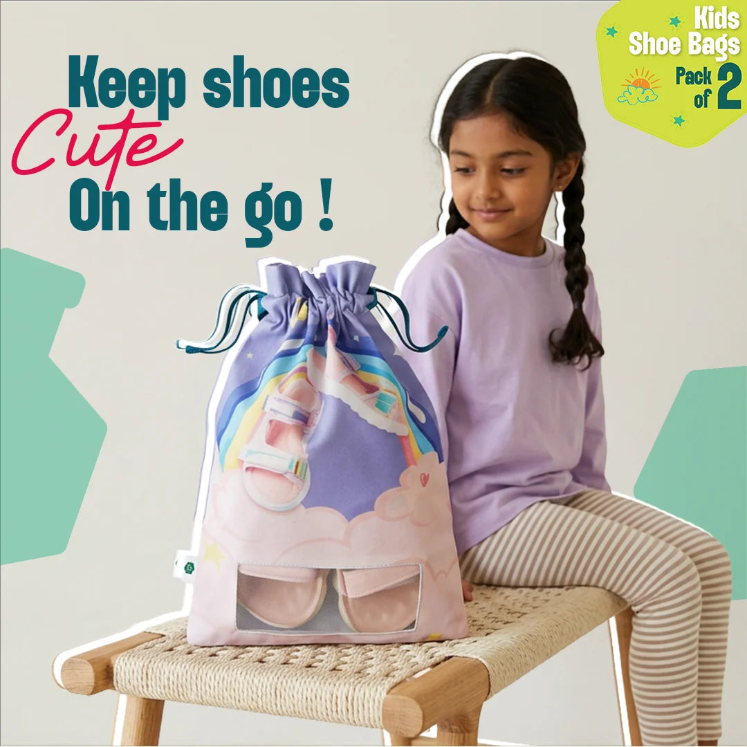 Lil Princess! Girl's Shoe Bags, 100% Organic Cotton, Pack of 2