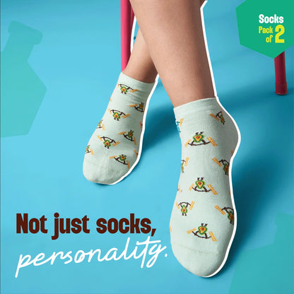 Foodgasm! Unisex Socks, 100% Organic Cotton, Ankle Length, Pack of 2