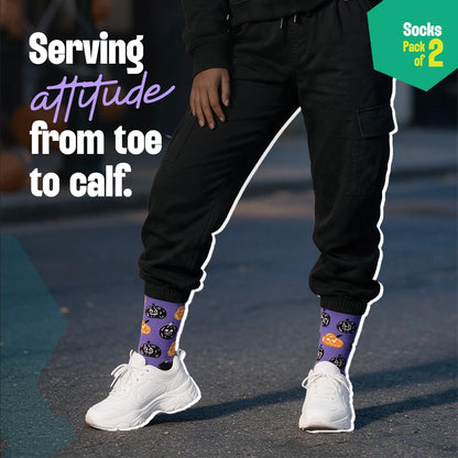 Creeping Out! Unisex Socks, 100% Organic Cotton, Crew Length, Pack of 2