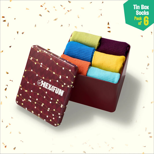 Sparklin' Hot! Tin Gift Box, Unisex Crew Length, 100% Organic Cotton, Box Of 06