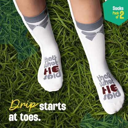 What They Said! Unisex Socks, 100% Organic Cotton, Crew Length, Pack of 2