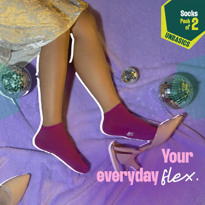 Berry Mix! Unisex Socks, 100% Organic Cotton, Ankle Length, Pack of 2