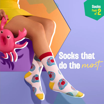Life's A Beach! Unisex Socks, 100% Bamboo, Crew Length, Pack of 2