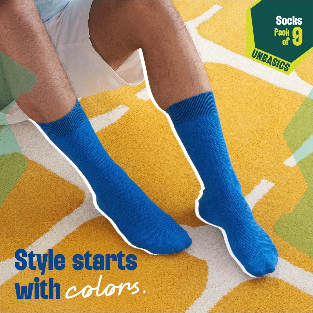 Bold Expression! Unisex Socks, 100% Organic Cotton, Crew Length, Pack of 9