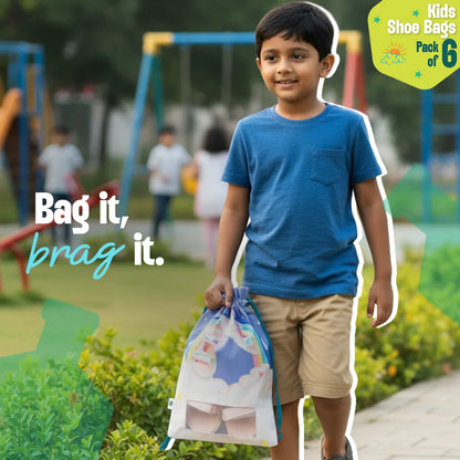 Baby's Day Out! Unisex Kid's Shoe Bags, 100% Organic Cotton, Pack of 6