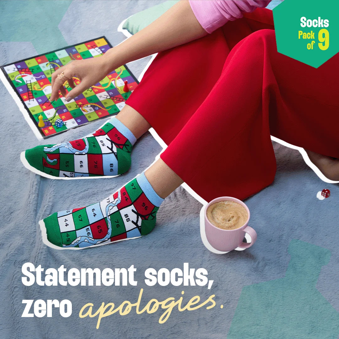 Strike A Pose! Unisex Socks, 100% Bamboo, Ankle Length, Pack of 9