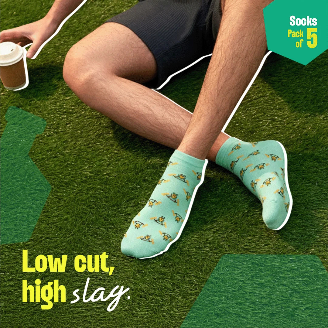 Snacks Drawer! Unisex Socks, 100% Organic Cotton, Ankle Length, Pack of 5