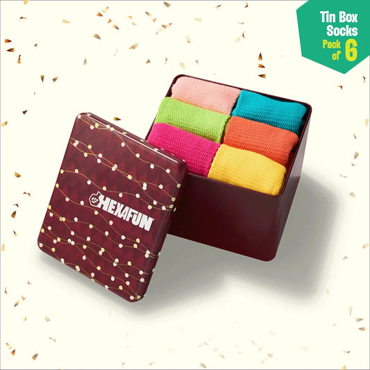 Glitterin'! Tin Gift Box, Unisex Ankle Length, 100% Organic Cotton, Box Of 06