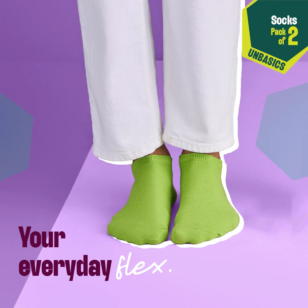 Greeni-fic! Unisex Socks, 100% Organic Cotton, Ankle Length, Pack of 2