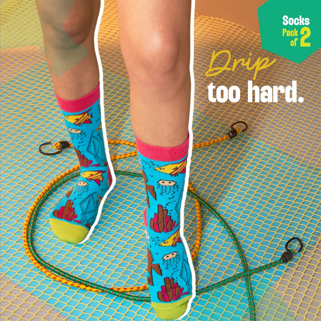 Aqua-world! Unisex Socks, 100% Bamboo, Crew Length, Pack of 2